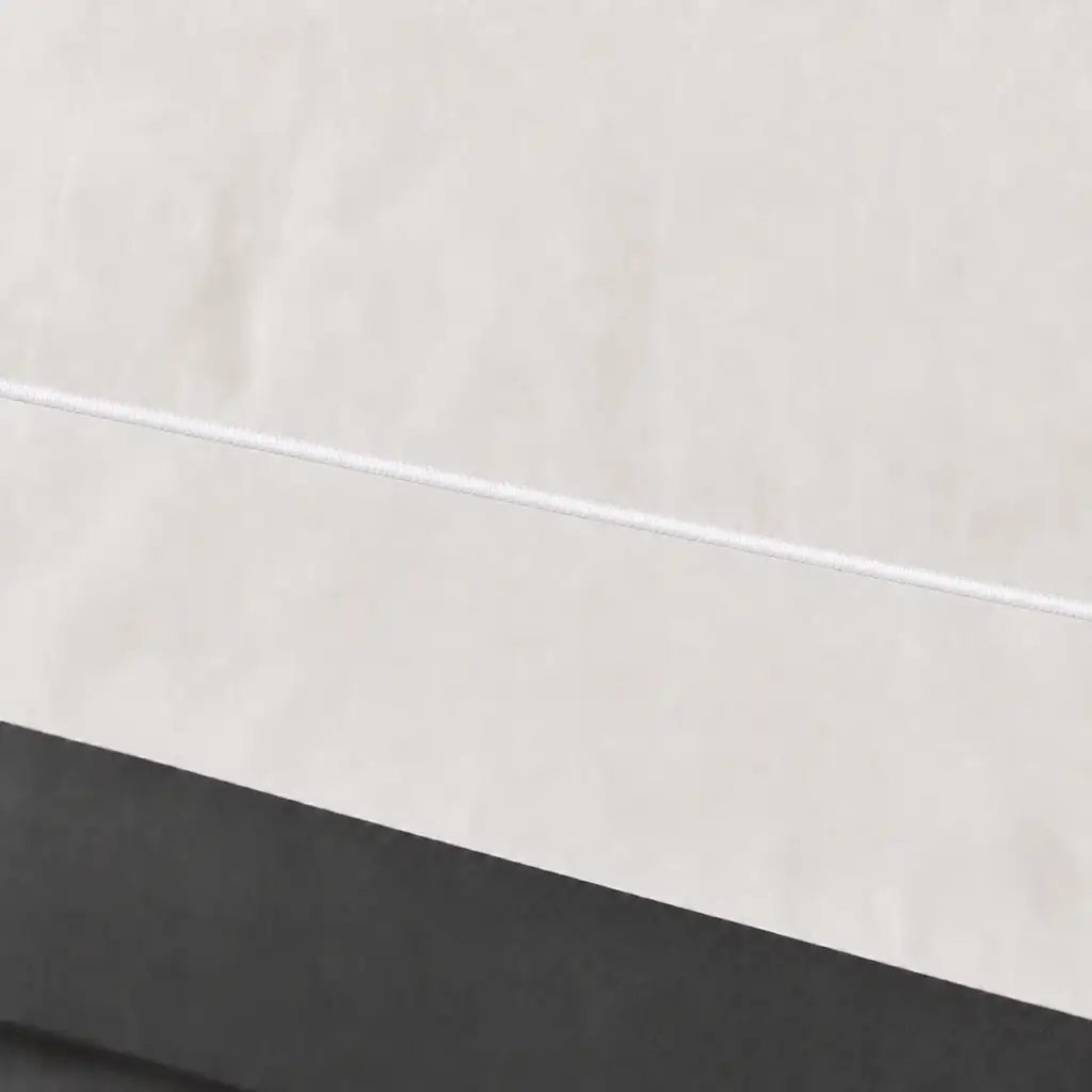 Close-up of cream polycotton percale 200TC Oxford cuff with white one-row satin stitch - Linen and Co