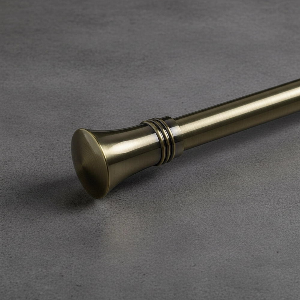 25mm Hat Finial Antique Brass Curtain Rod - Premium Hospitality Hardware Linen and Co