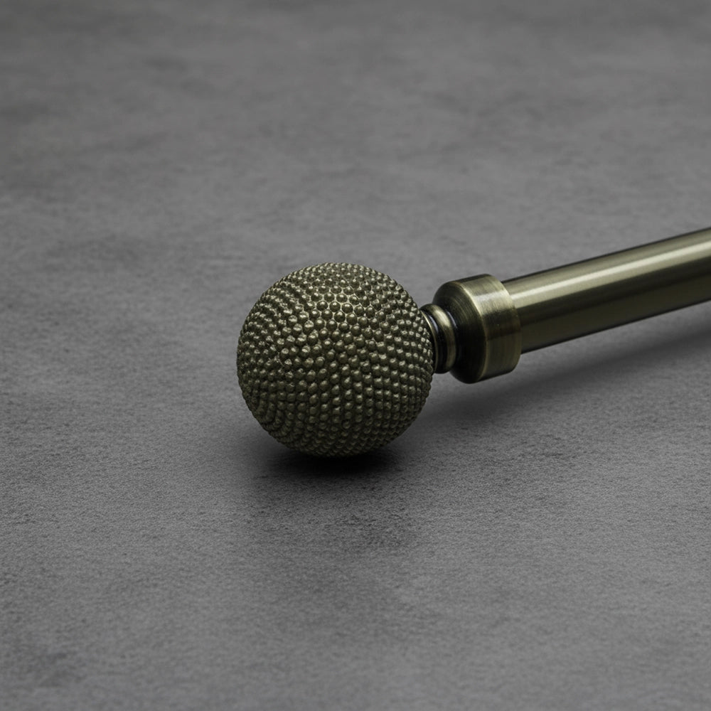 25mm Mace Finial Antique Brass Curtain Rod - Premium Hospitality Hardware Linen and Co