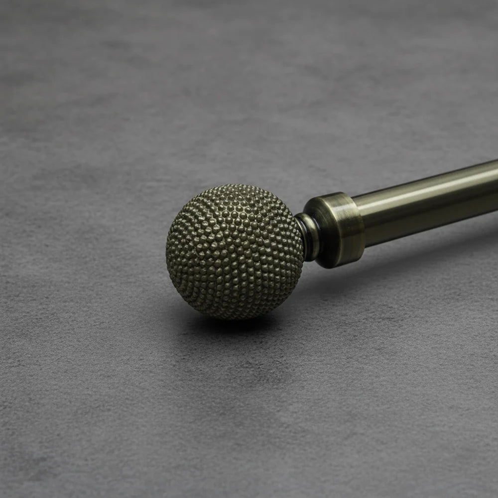 25mm Antique brass mace curtain rod finial - Linen and Co
