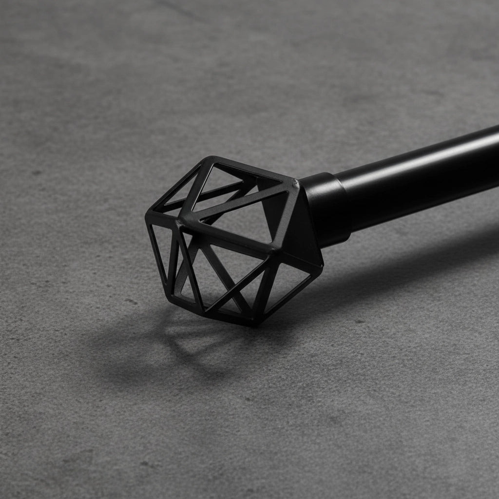 25mm Black Geo Curtain Rod Finial - Premium Hospitality Hardware Linen and Co