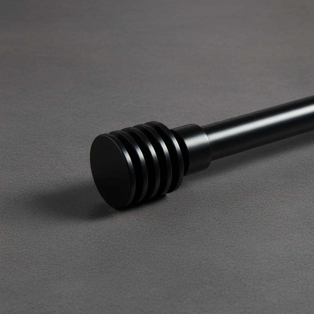 25mm Black lumino curtain rod finial - Linen and Co