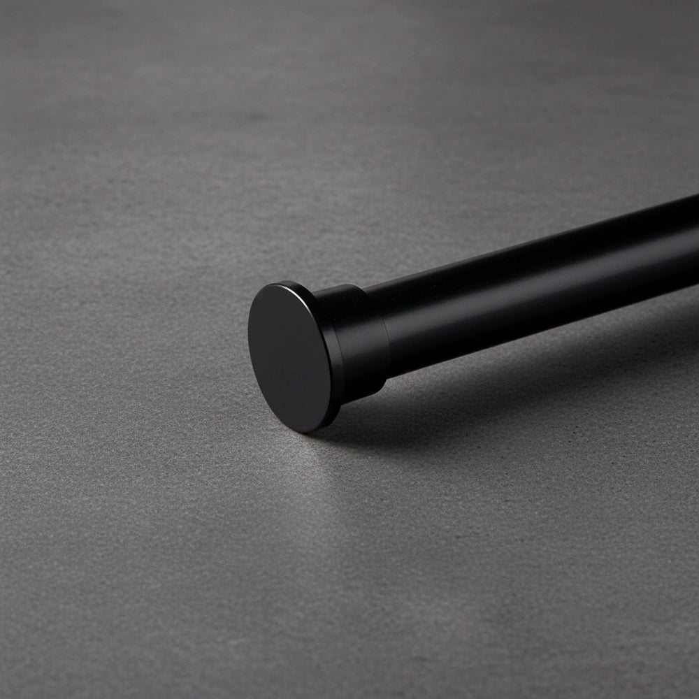 25mm Black Flat End Cap Curtain Rod Finial - Premium Hospitality Hardware Linen and Co