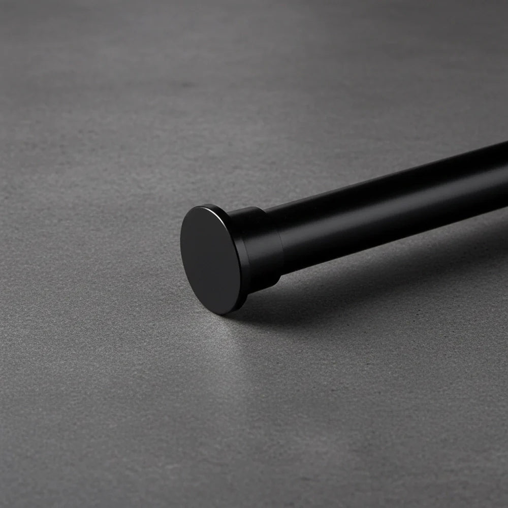 25mm Black flat end cap curtain rod finial - Linen and Co