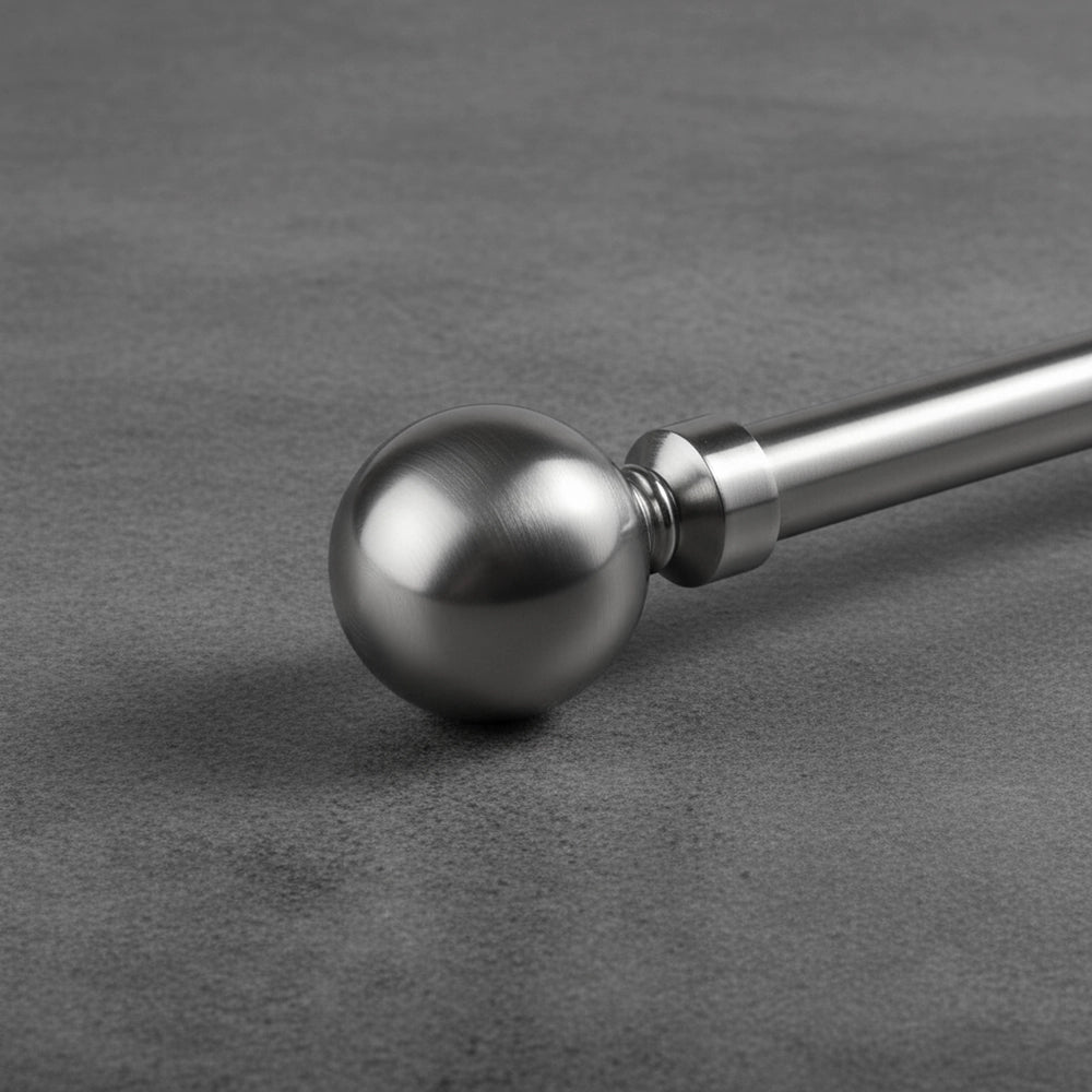 25mm Ball Finial Stainless Steel Curtain Rod - Premium Hospitality Hardware Linen and Co