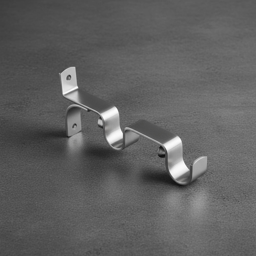 25mm Alpha Double Bracket Stainless Steel Curtain Rod - Premium Hospitality Hardware Linen and Co