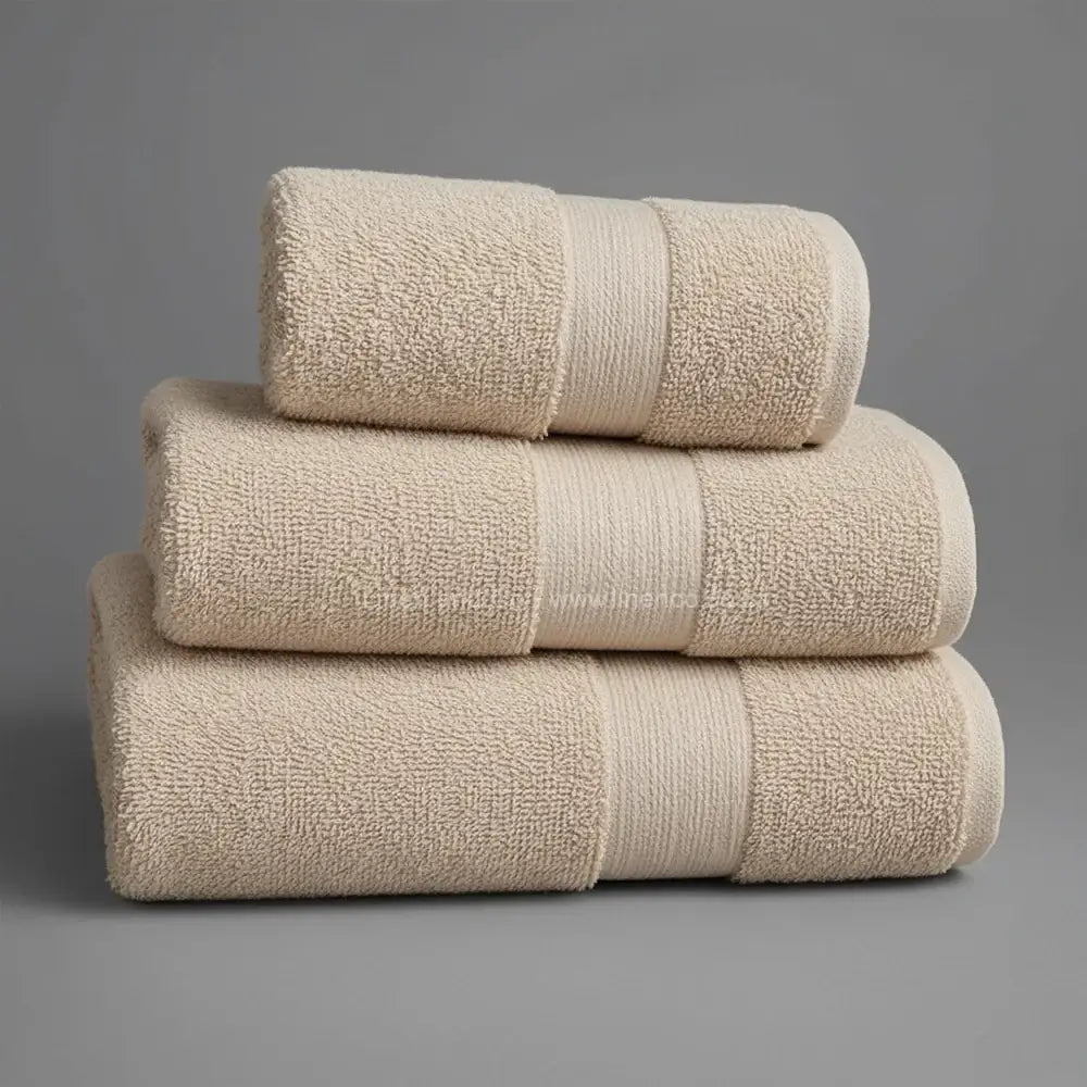 Beige bath towel from Linen and Co Hotel Collection - premium cotton terry hospitality textile
