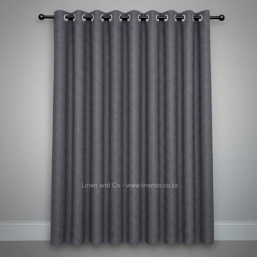 silver grey with silver eyelets self lined blockout curtain with 70% shade reduction, professional hospitality-grade window treatment featuring refined texture and elegant tone for luxury interior design by Linen and Co