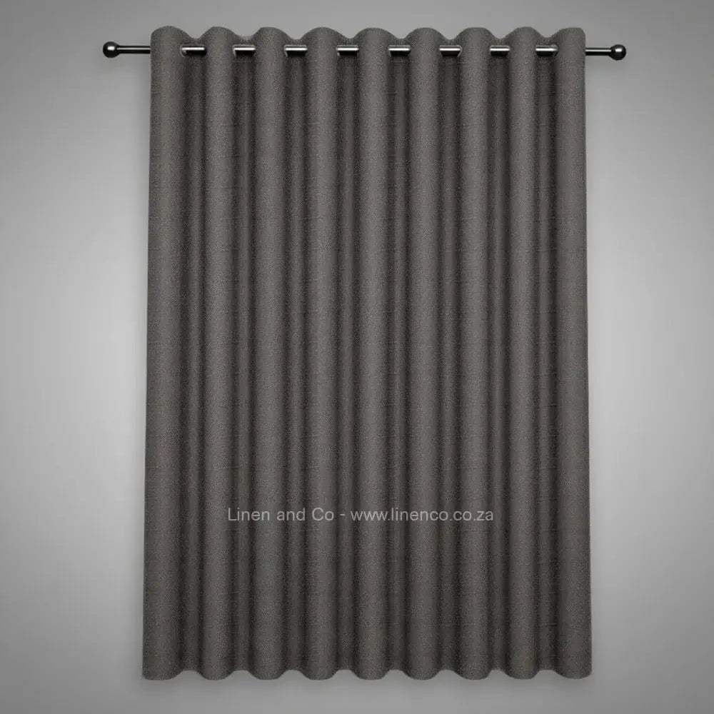 stone with silver eyelets self lined blockout curtain with 100% shade reduction, professional hospitality-grade window treatment featuring refined texture and elegant tone for luxury interior design by Linen and Co