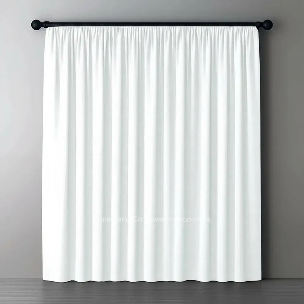 White taped woven blockout curtain with 70% shade reduction, professional hospitality-grade window treatment featuring refined texture and elegant neutral tone for luxury interior design by Linen and Co