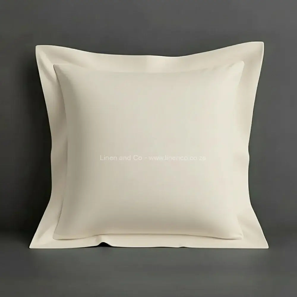 Pillow case cream continental oxford border with grey background luxury hotel bed linen by Linen and Co