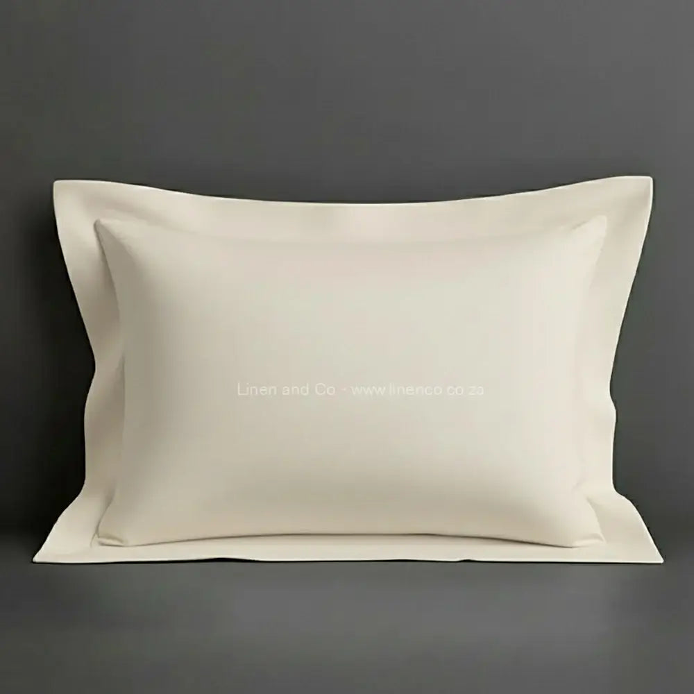 Pillow case cream with oxford border with a grey background luxury hotel bed linen by Linen and Co