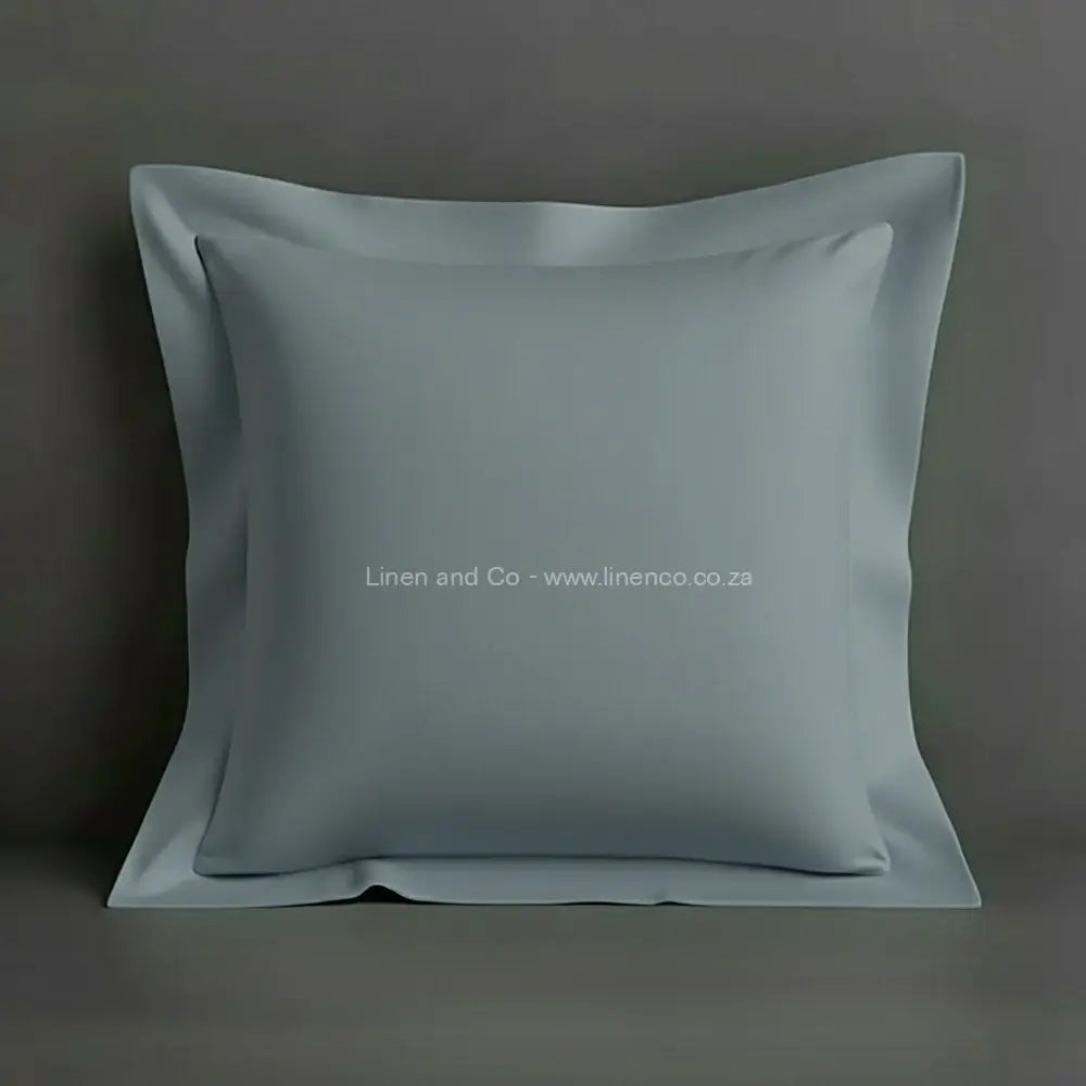 Pillow case duck egg continental oxford border with grey background luxury hotel bed linen by Linen and Co