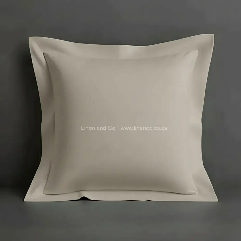 Pillow case stone continental oxford border with grey background luxury hotel bed linen by Linen and Co