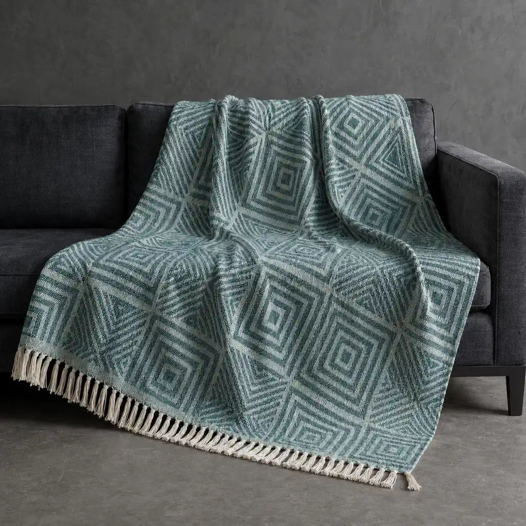 Aria Cotton Throw in Teal #Colour_Teal