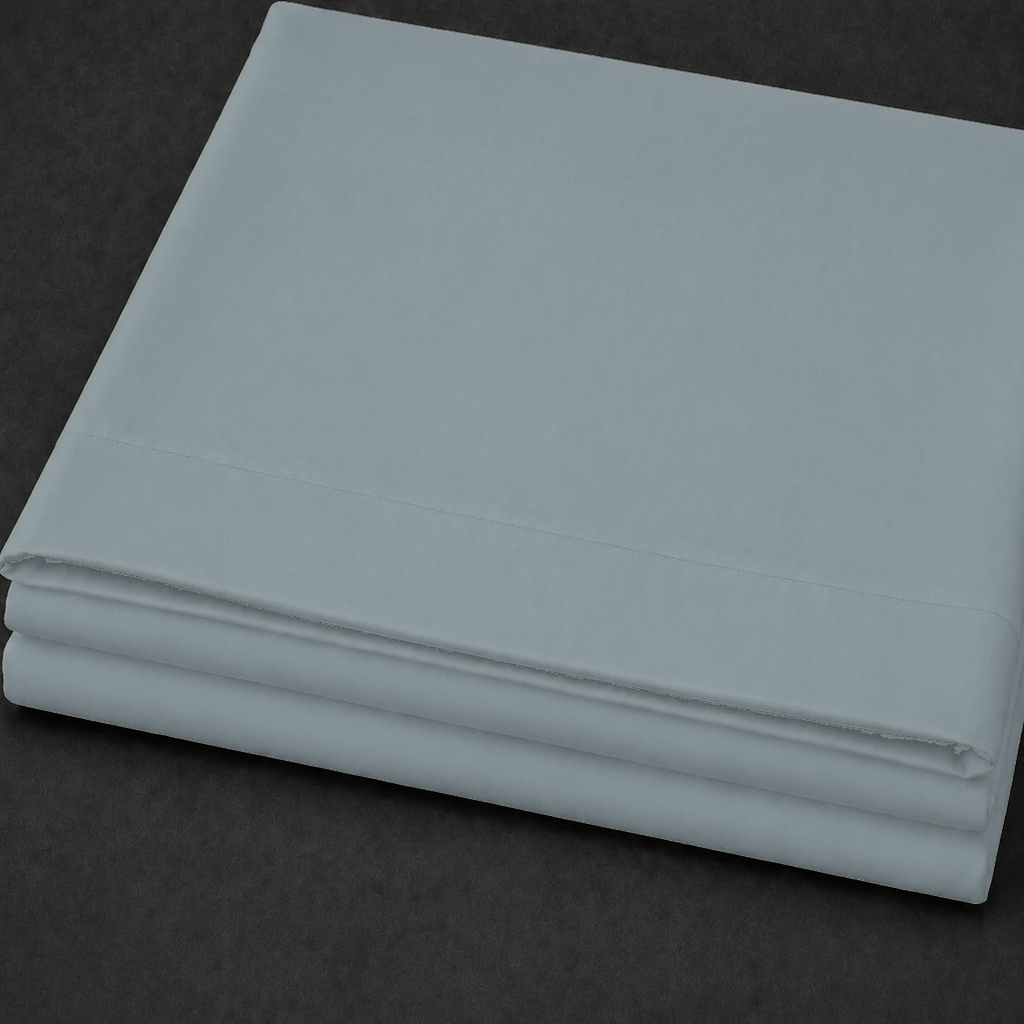 Duck Egg polycotton percale 200TC flat sheet, plain — close-up detail.