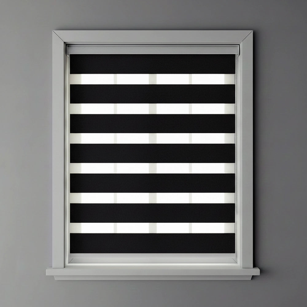 Black zebra blind by Linen and Co