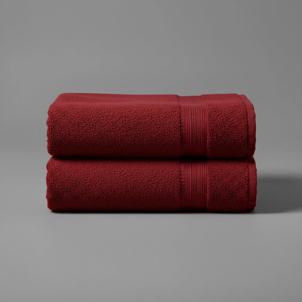 Burgundy Bristol Big and Soft bath towels by Linen and Co - luxury hospitality face towel