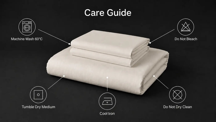Care notes imagery for Cream Cotton 200TC Duvet Cover Set