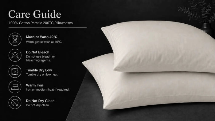 Care notes imagery for Cream Cotton 200TC Pillow Case