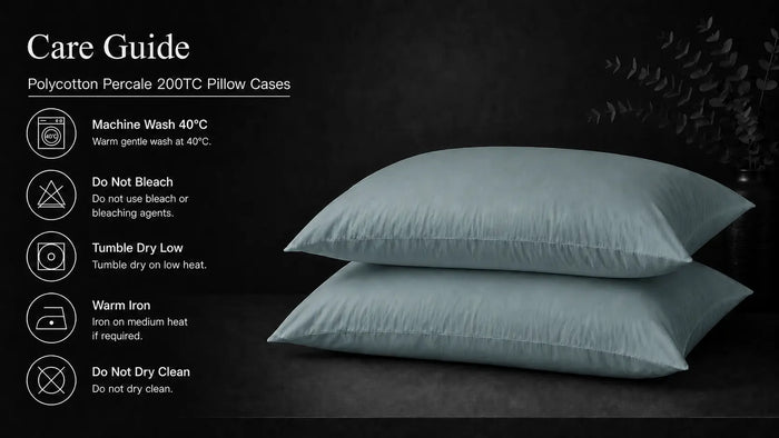 Care notes imagery for Duck Egg Polycotton 200TC Pillow Case