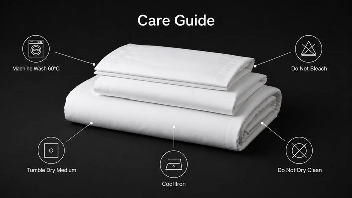 Care notes imagery for White Cotton 200TC Oxford Duvet Cover Set