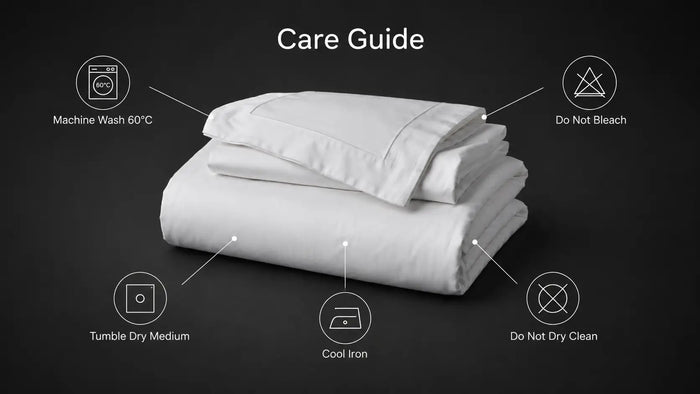 Care notes imagery for White Polycotton 200TC Oxford Duvet Cover Set