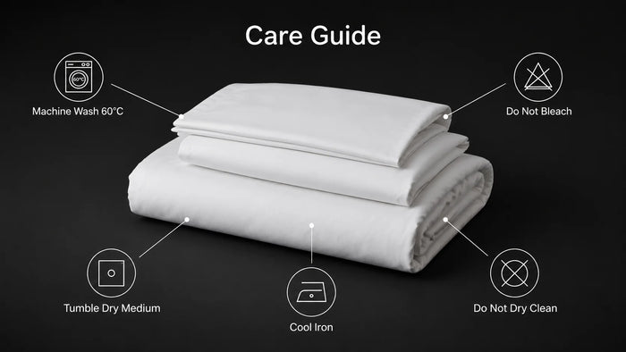 Care notes imagery for White Polycotton 200TC Duvet Cover Set