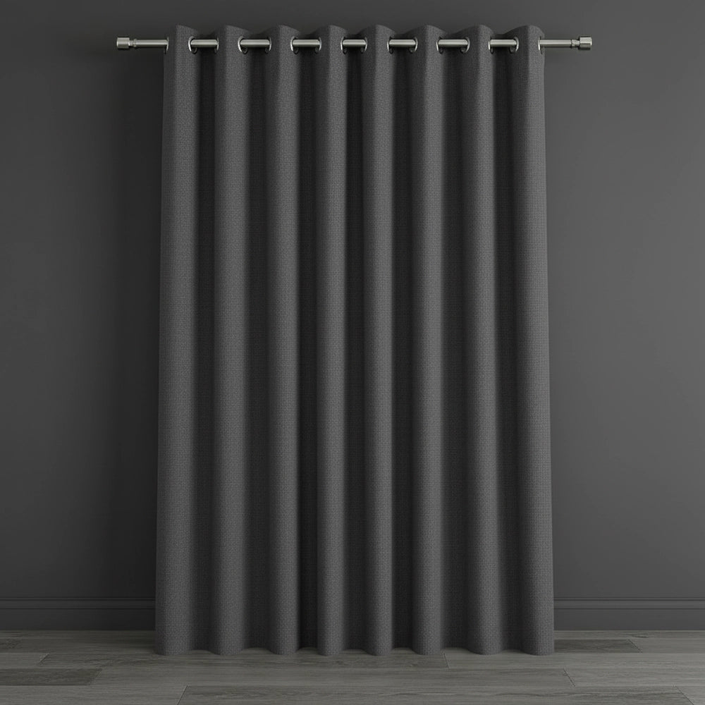 Charcoal eyelet woven blockout curtain by Linen and Co - premium hospitality curtains