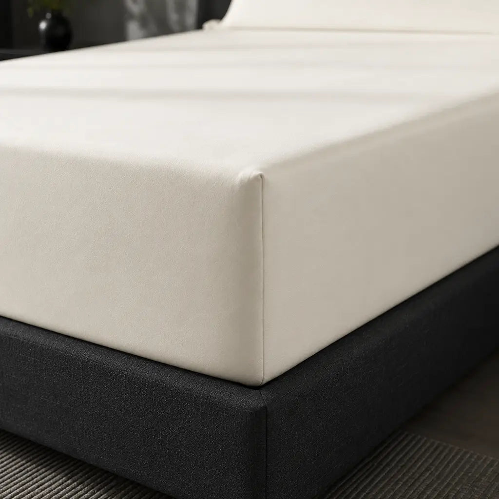 Cream Cotton Percale 200TC Fitted Sheets extra depth deep pocket corner detail - Linen and Co