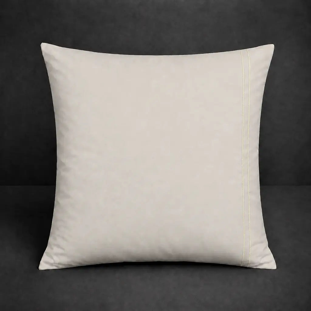 Ivory Cream Plain Pillow Case, Continental, with Cream two-row satin stitch - Linen and Co
