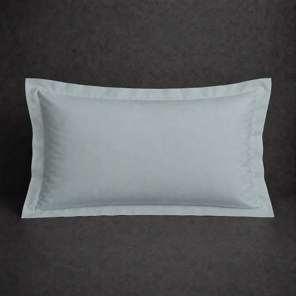 Duck Egg 100% cotton percale 200TC Oxford pillow case, Standard and King, no satin stitch — front view.