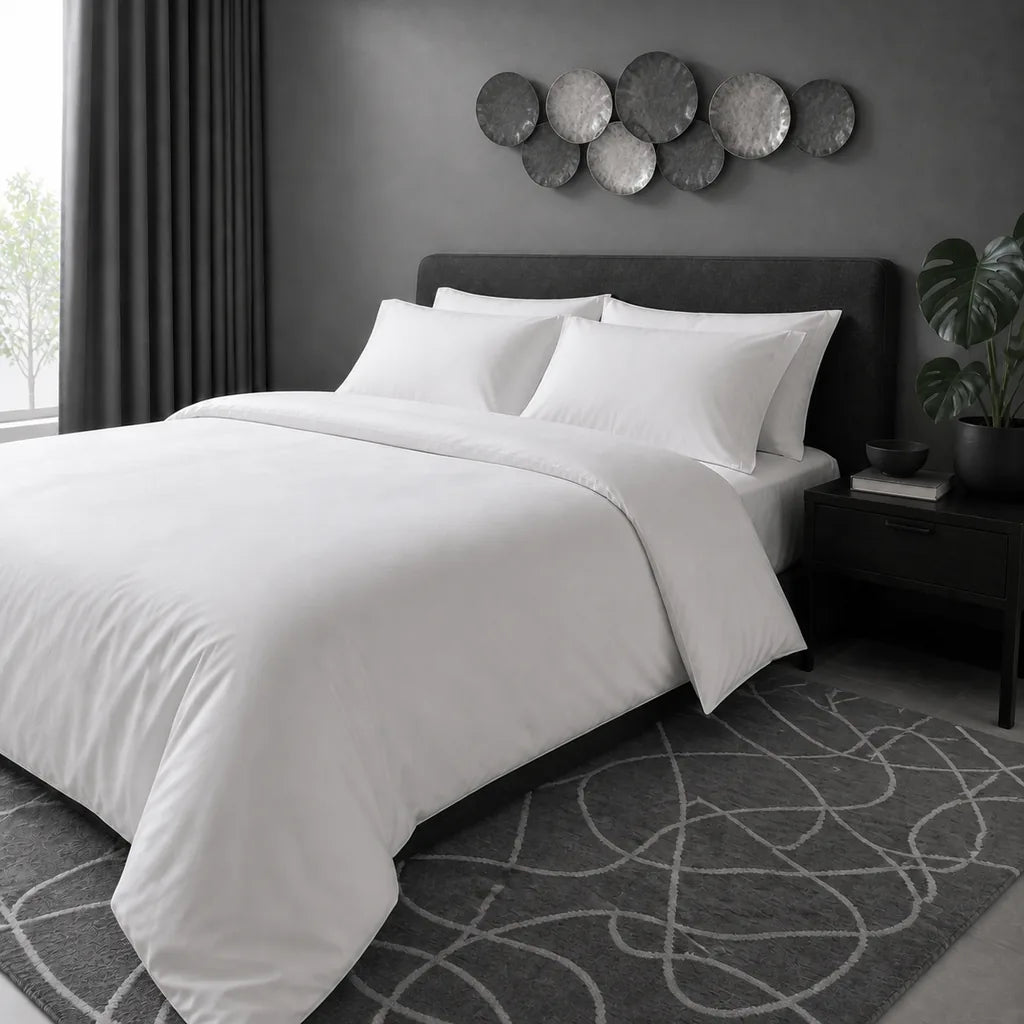 White 200TC plain duvet cover with no satin stitch - hero - Linen and Co