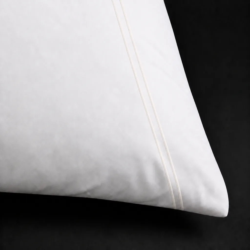 White 300TC plain duvet cover with Cream two row satin stitch - satin stitch close-up - Linen and Co