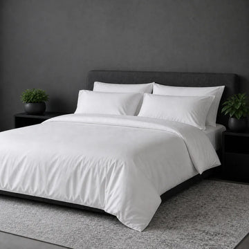 White 300TC plain duvet cover with no satin stitch - hero - Linen and Co