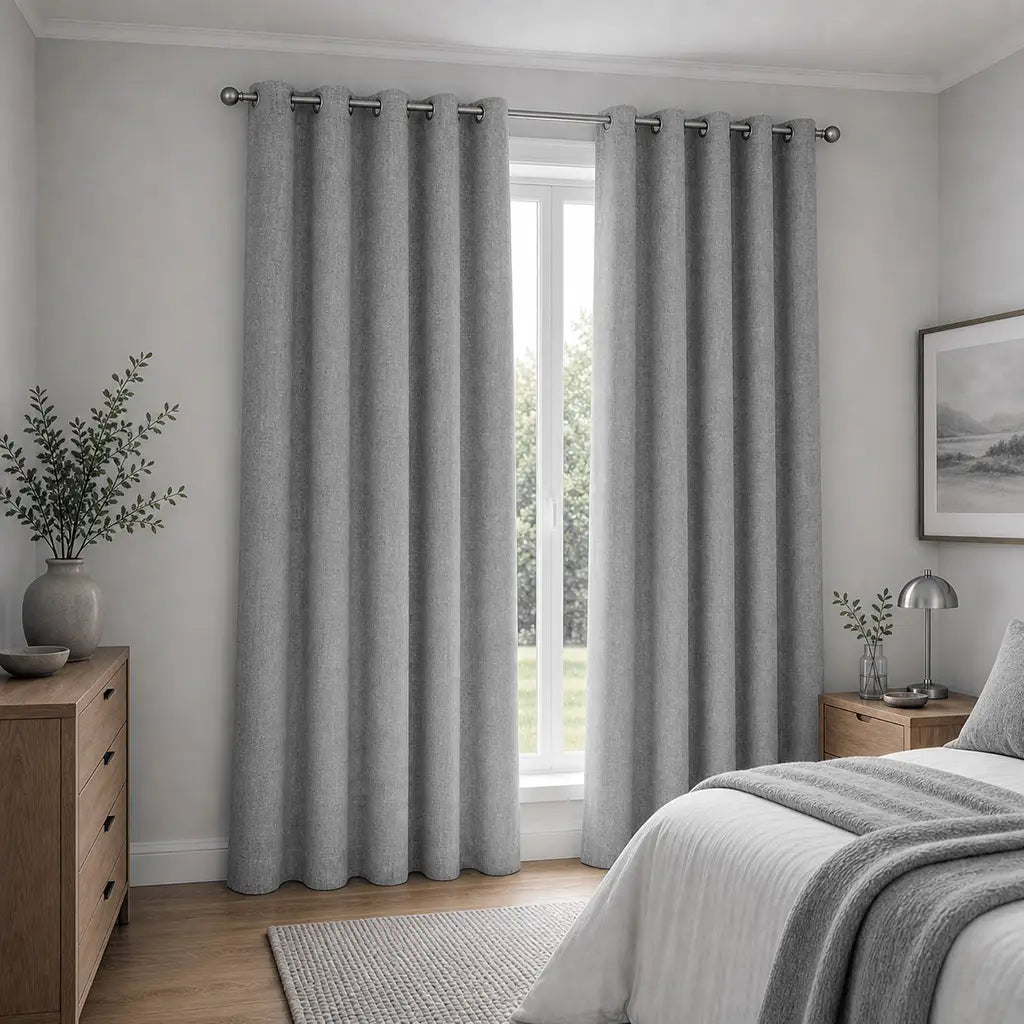Daloa Cloud blockout ready-made eyelet curtain by Silk House for Linen & Co