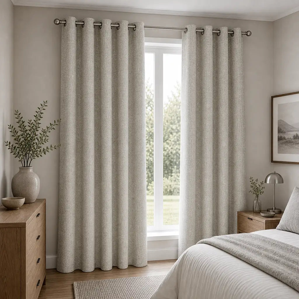 Daloa Linen blockout ready-made eyelet curtain by Silk House for Linen & Co