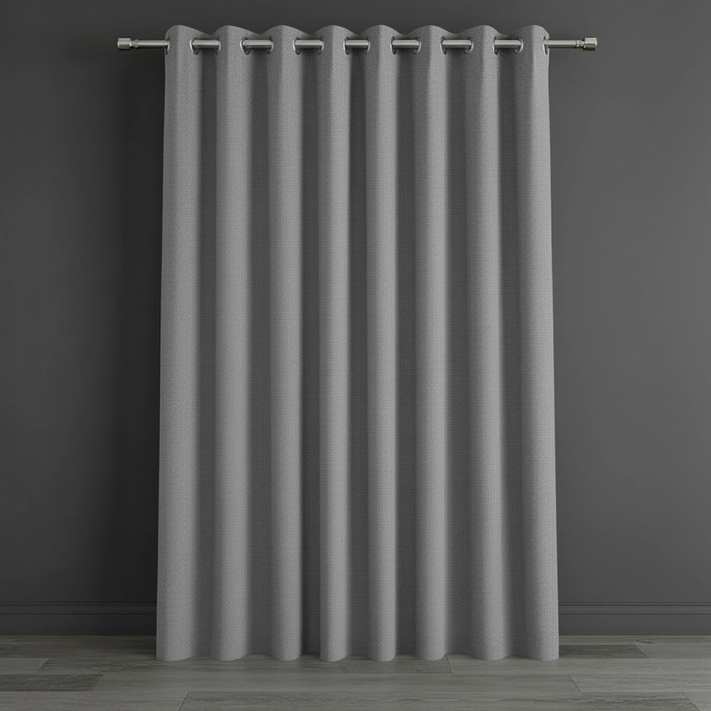 Dove Grey eyelet woven blockout curtain by Linen and Co - premium hospitality curtains