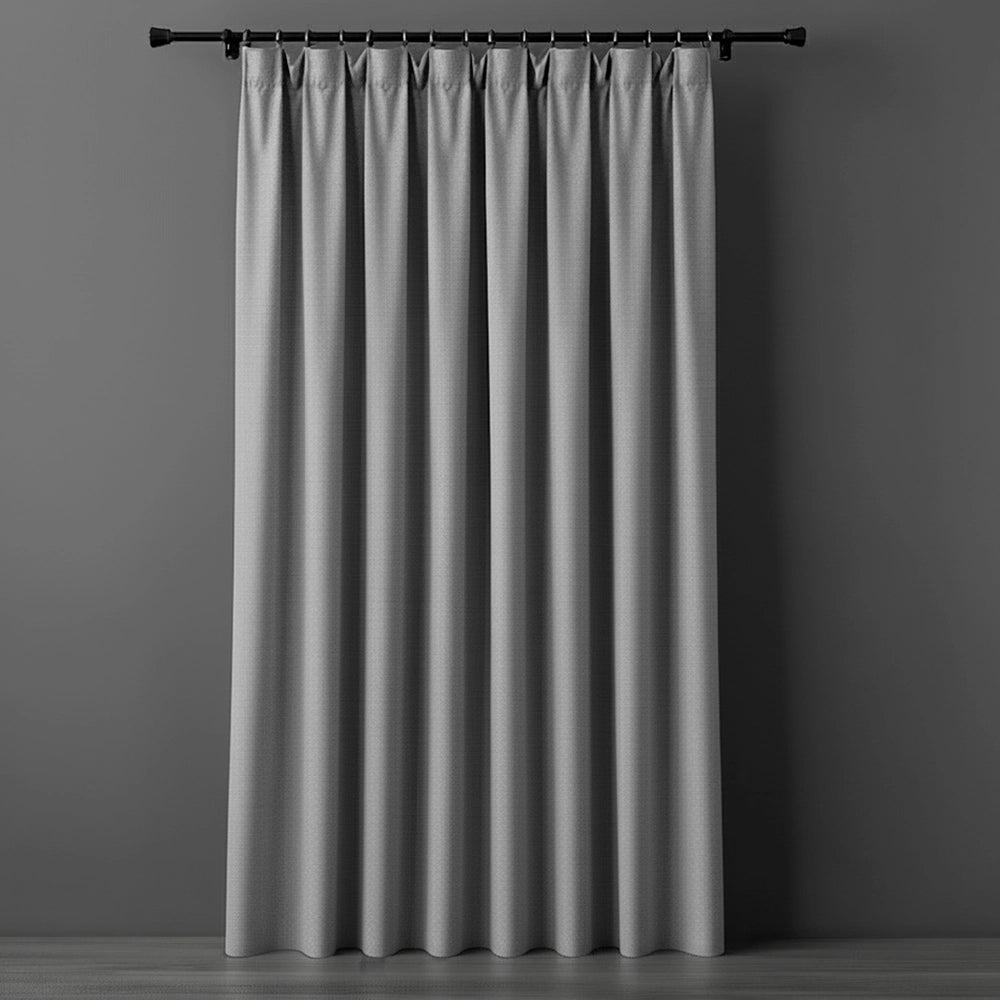 Dove grey taped woven blockout curtain by Linen and Co - premium hospitality curtains