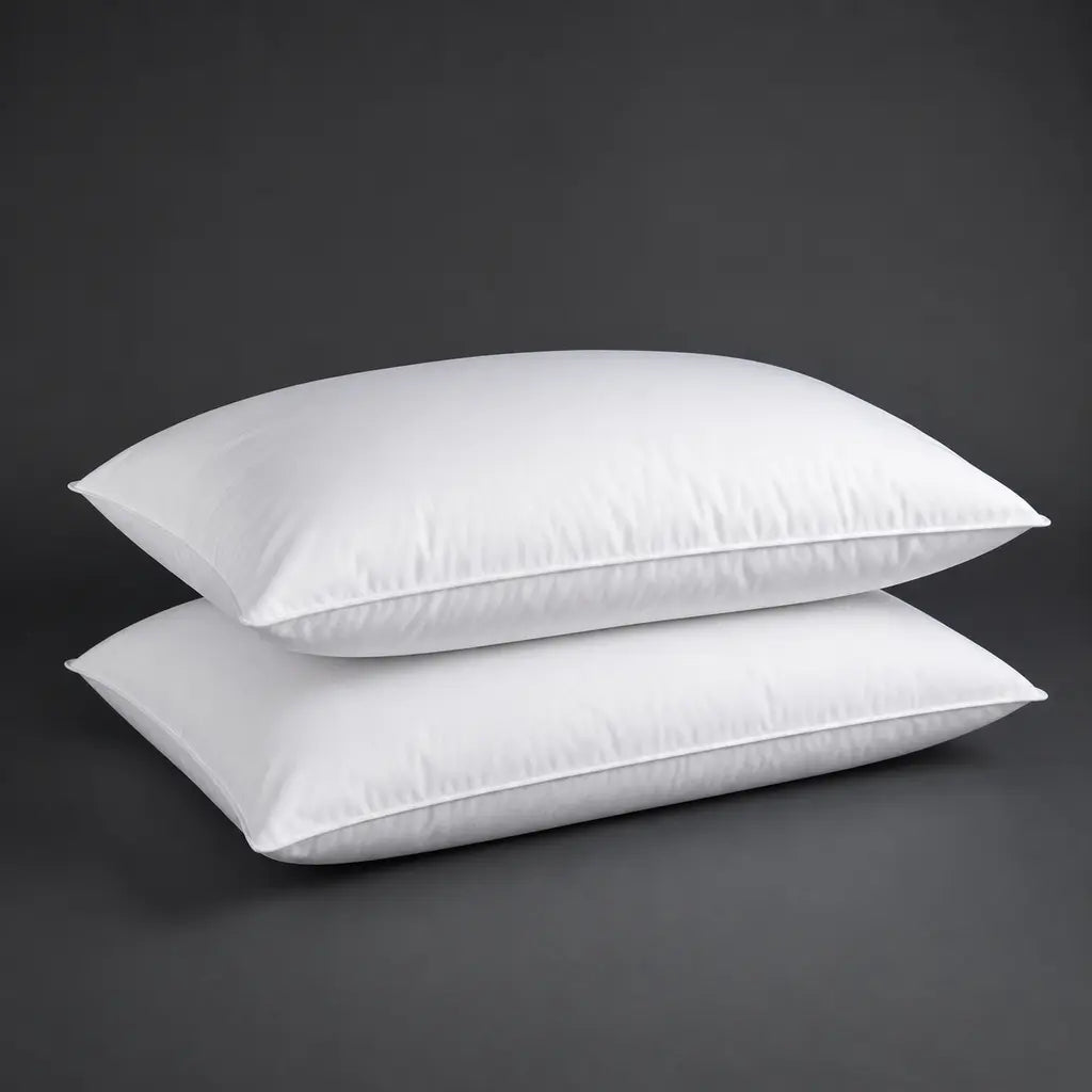 Two stacked Duck Feather Pillow inners showing supportive loft