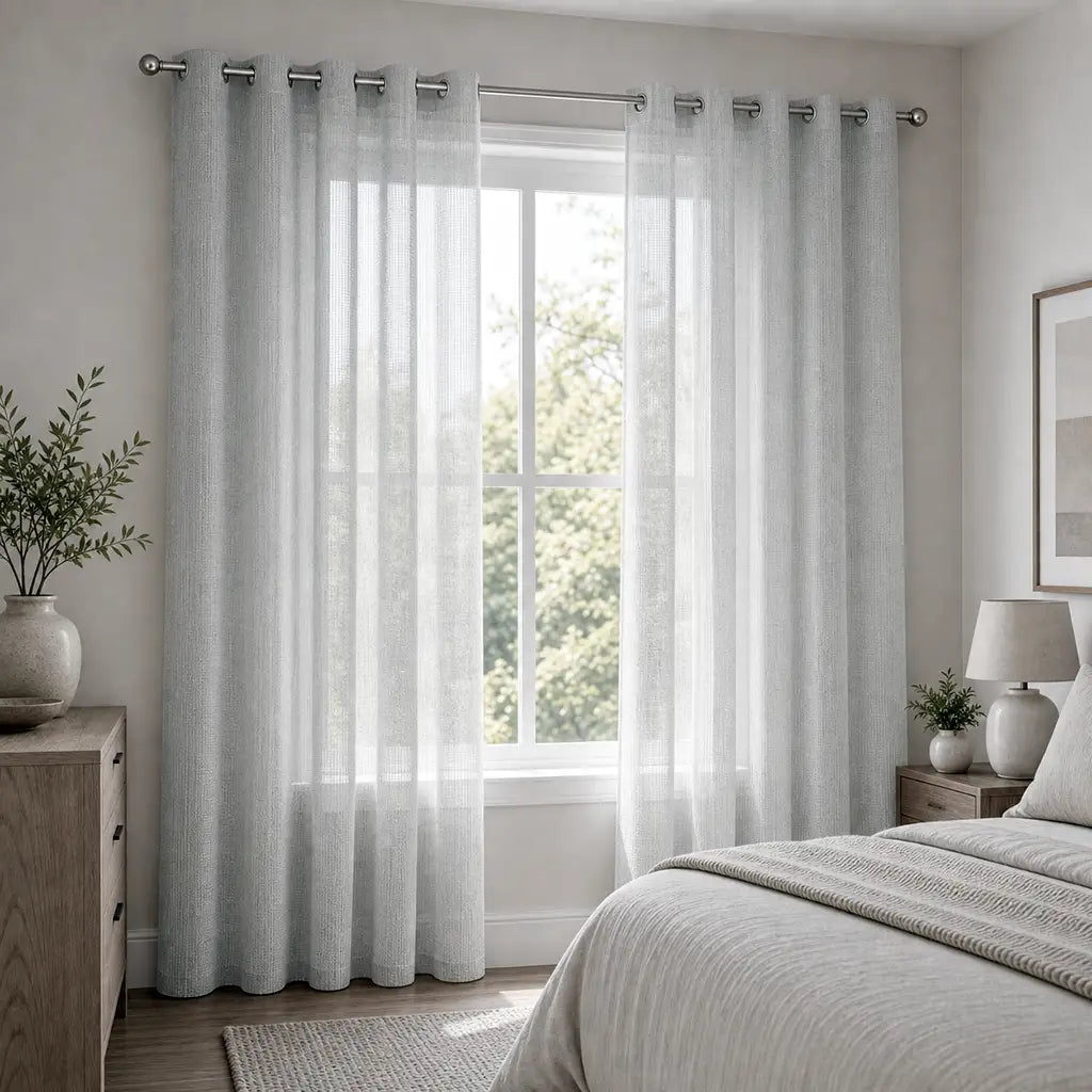 Ella sheer ready-made eyelet curtain in Feather