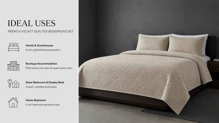 Ideal uses for French Velvet Quilted Bedspread Set
