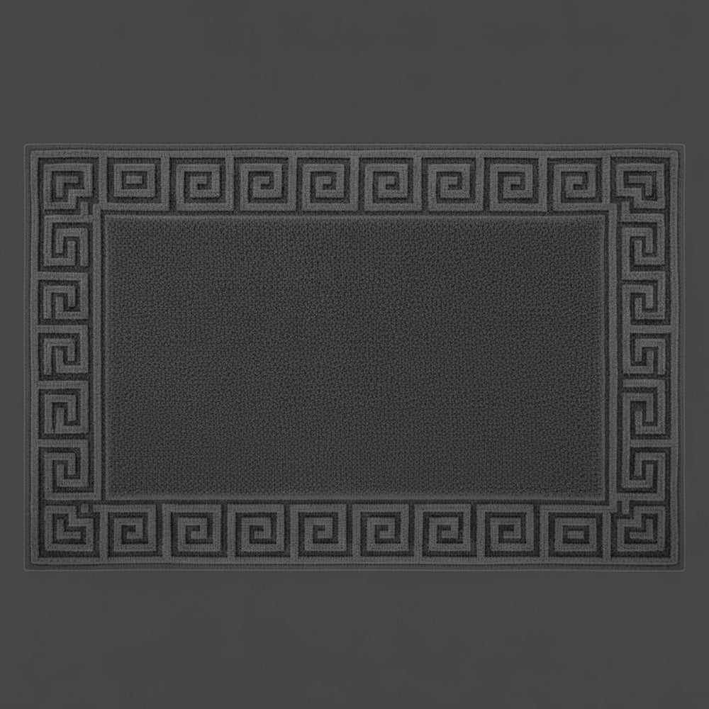 Grey SB bath mat with Greek key border by Linen and Co - premium hospitality bath linen