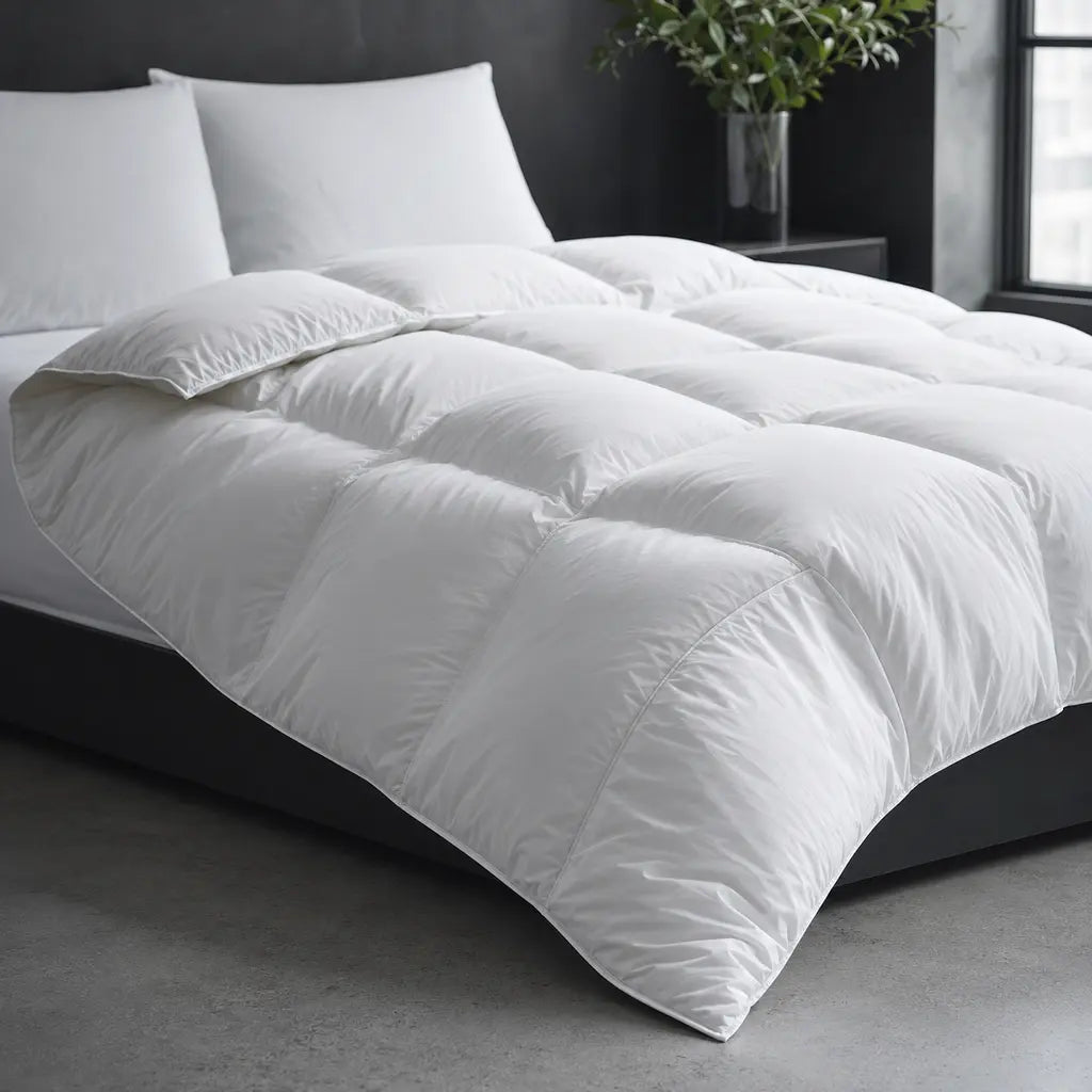 Hungarian Goose Down Duvet Inner on a modern charcoal bed