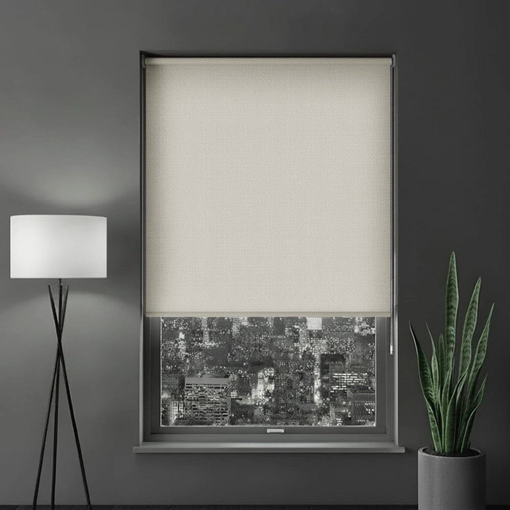 Ivory Mist Blockout Roller blind by Linen and Co - premium hospitality window blinds