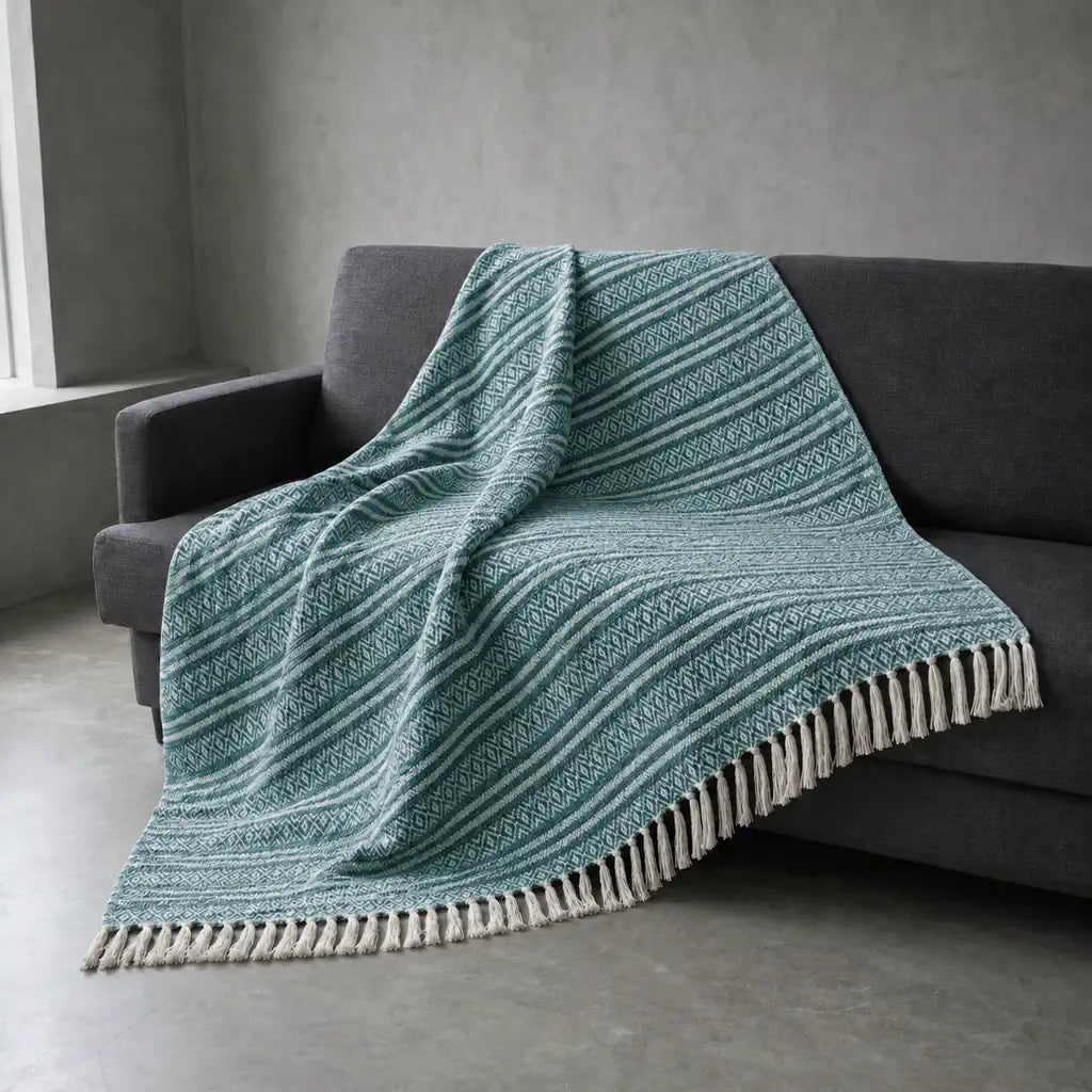 Jenna Cotton Throw in Teal #Colour_Teal