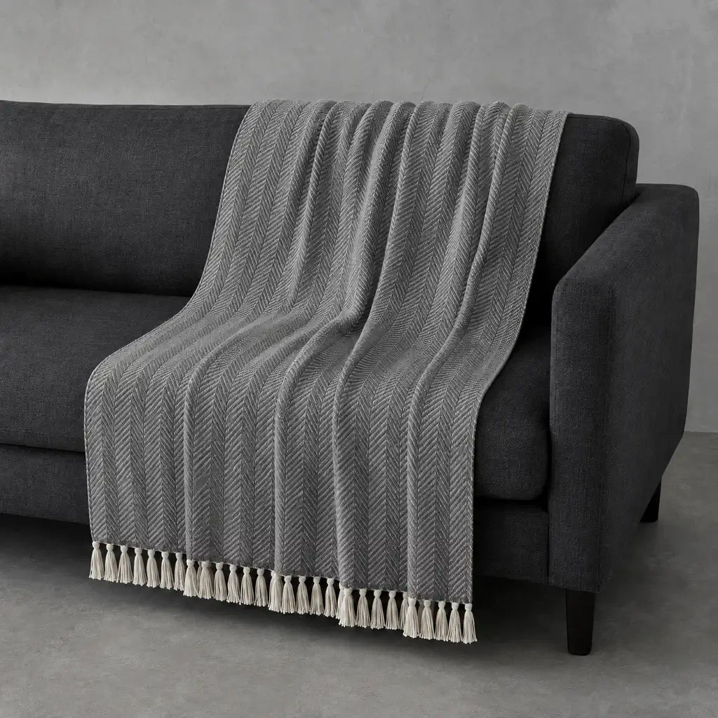 Joy Cotton Throw in Grey #Colour_Grey