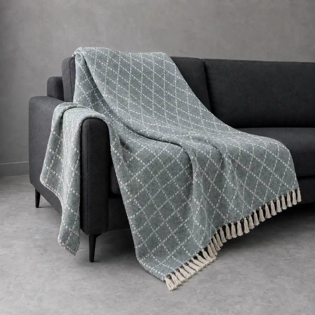 Lana Cotton Throw in Duck Egg #Colour_Duck_Egg