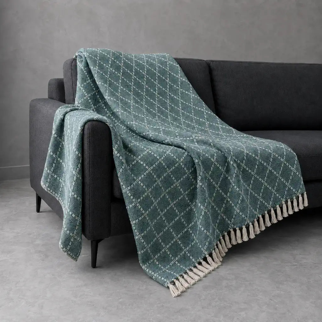 Lana Cotton Throw in Teal #Colour_Teal