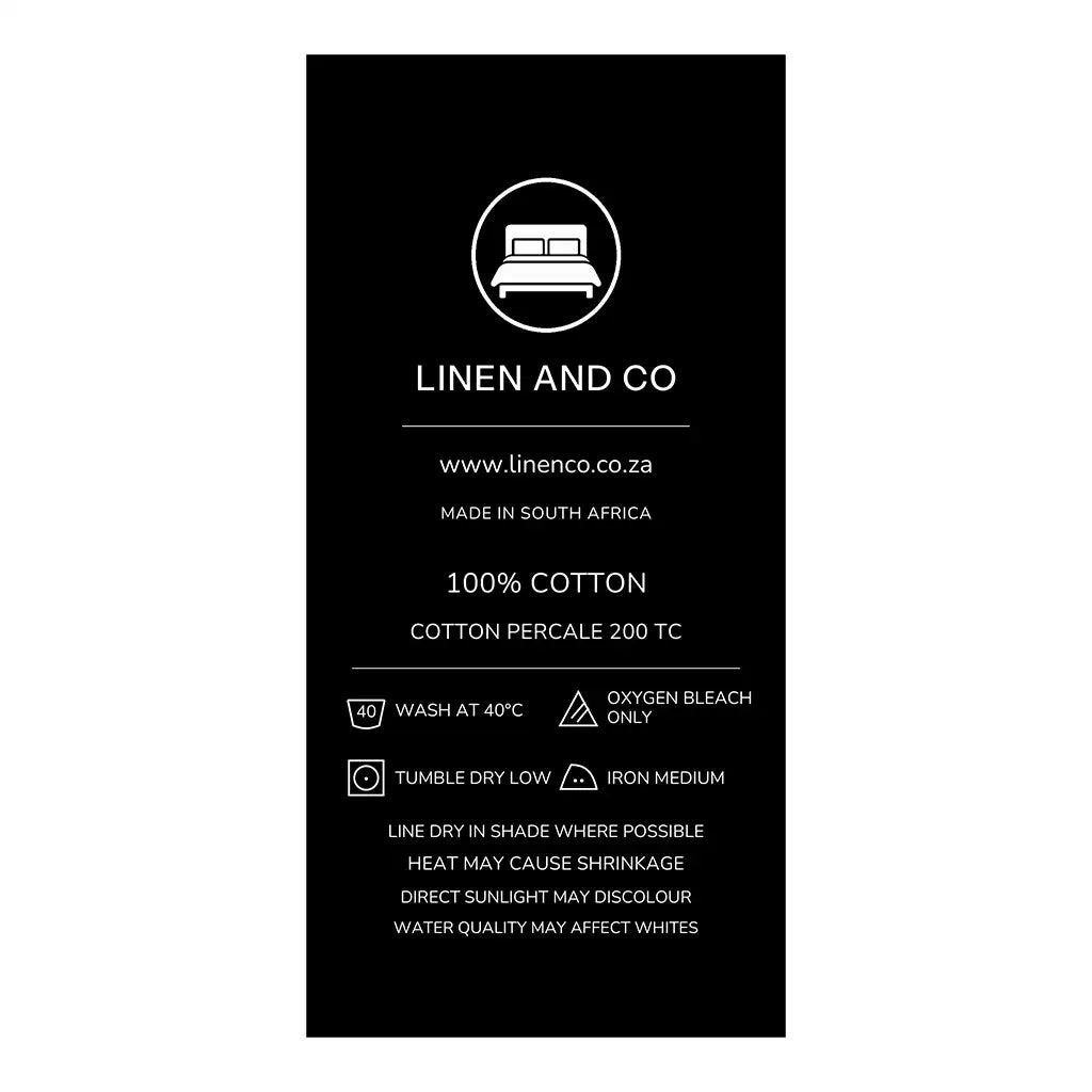 Cotton Percale 200TC care label by Linen and Co
